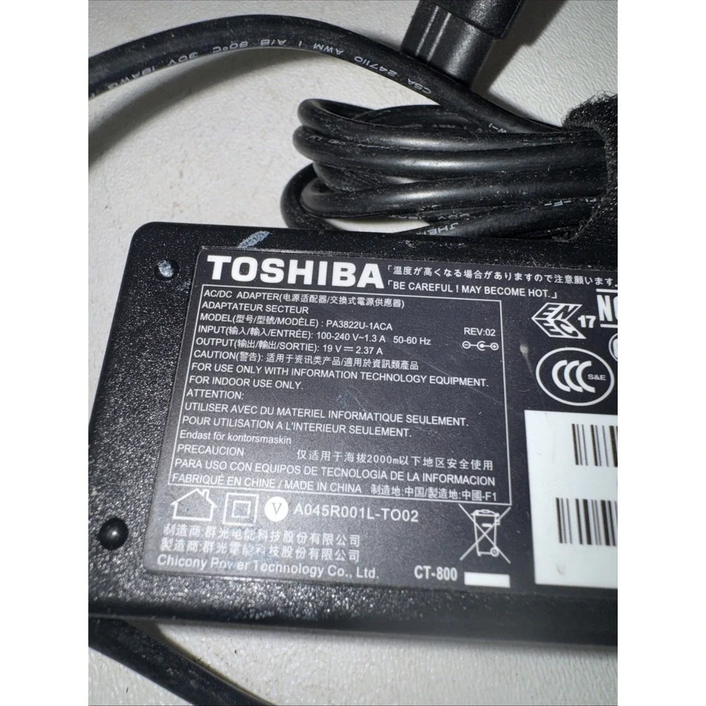 Genuine APD AC Power Supply Adapter for Toshiba‎ Laptop PA3822U-1ACA 19V 5.5mm